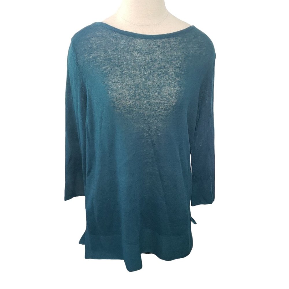 CT794 J.Jill Ladies Dark Teal Long Sleeve Crew Neck Sweater M
